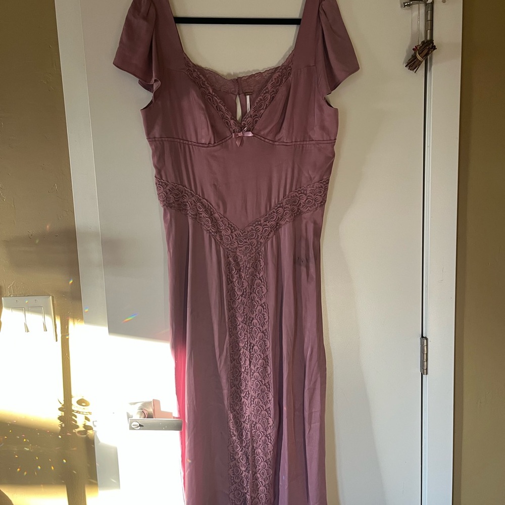 Free People Mauve Maxi Dress with Lace Detail